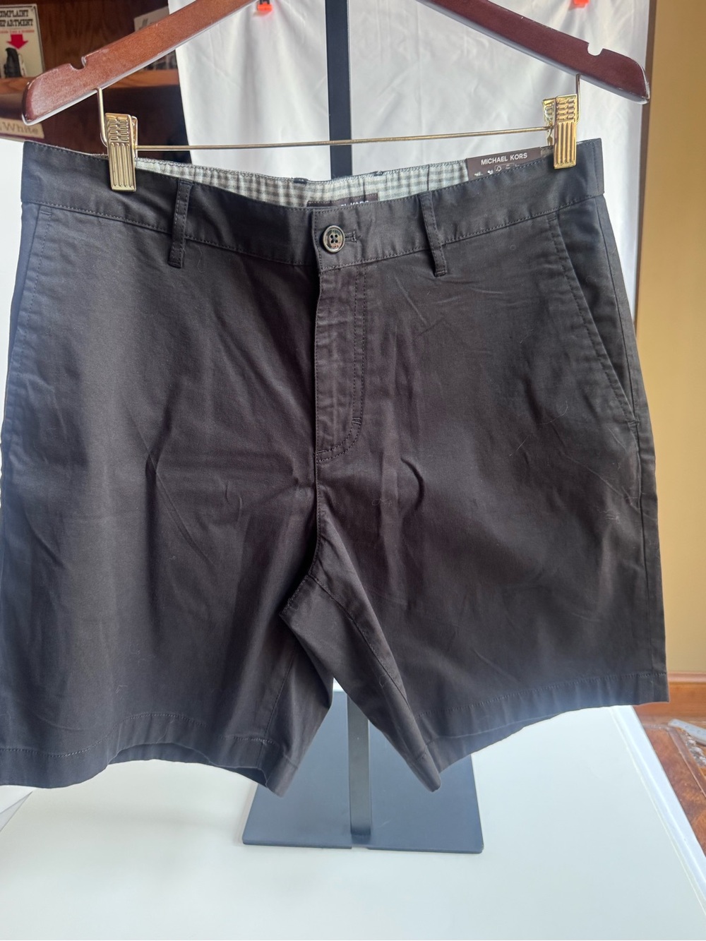 Michael Kors Men's Dark Charcoal Flat Front Shorts 34 Waist